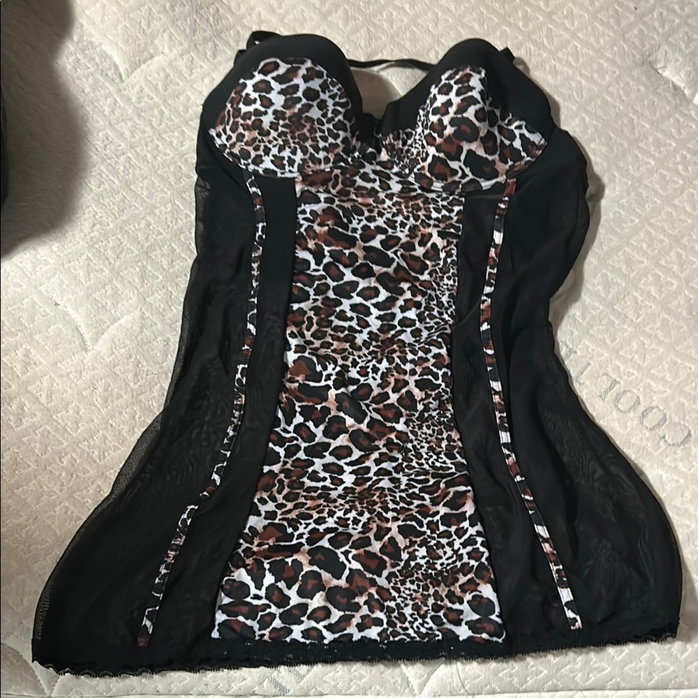 Leopard Print Chemise with Black Accents